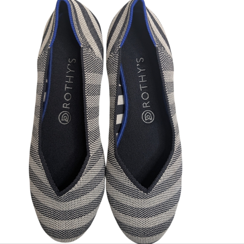 Rothy's Women's Black‎ and White Striped Shoes Size 9